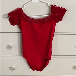 Red lace AinslieWear leotard